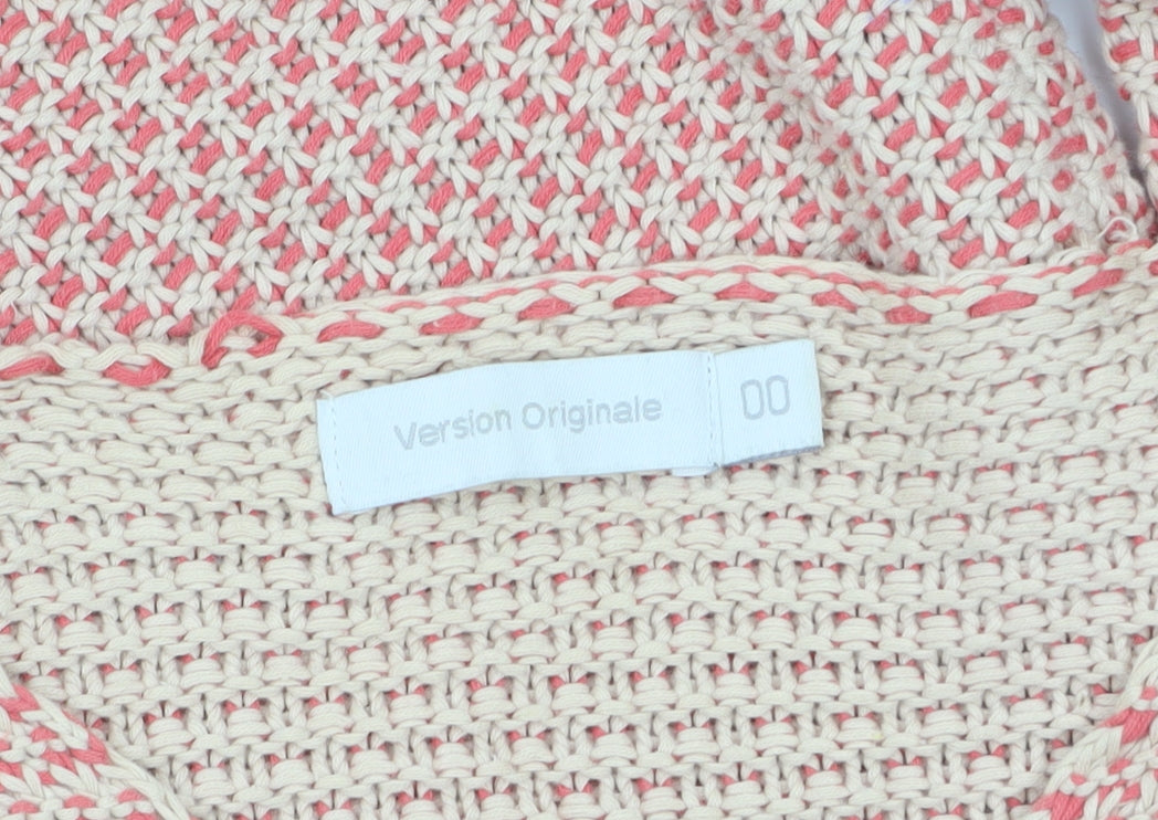 Version Originale Women's Beige Knit Cotton Cardigan Size 2XS