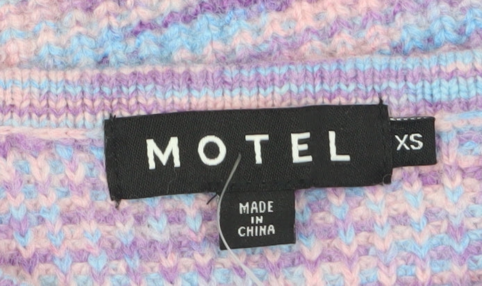 Motel Women’s Multicoloured Knit Crop Jumper XS Crew Neck Pullover
