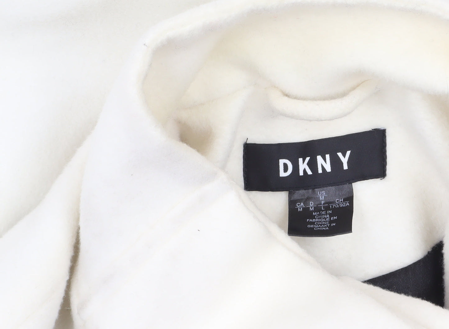 DKNY Women’s Ivory Wool Blend Overcoat Size 12 Long Designer Style