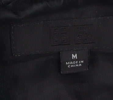 Uniqlo Mens Black Wool Varsity Jacket M Regular Stand-Up Collar