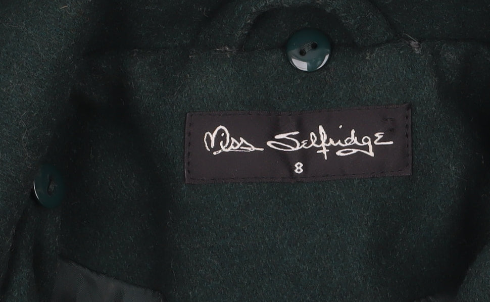 Miss Selfridge Women’s Green Wool Blend Mid-Length Coat UK 8