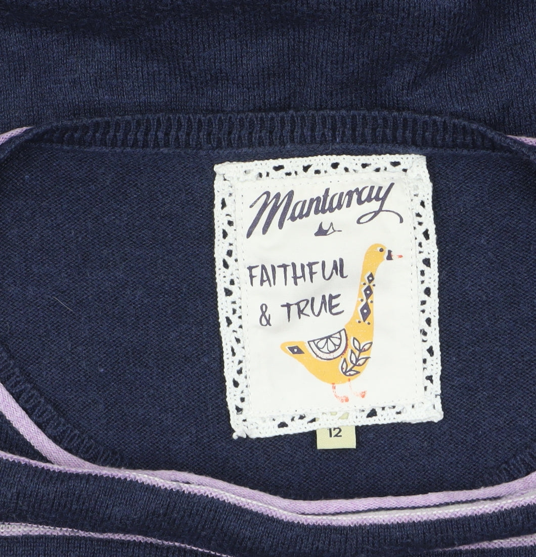 Mantaray Women Blue Striped Long Sleeve Pullover Jumper Size 12