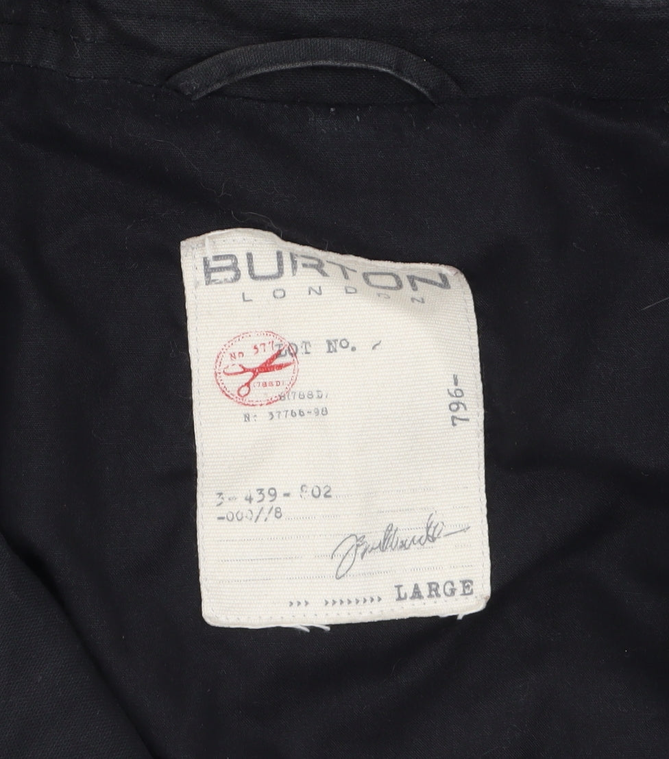Burton Men's Black Cotton Pea Coat Jacket Size L Regular