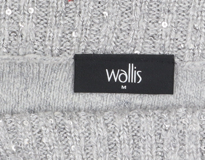 Wallis Women’s Grey Sequin Roll Neck Long Sleeve Jumper M