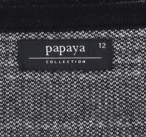 Papaya Women’s Black Striped Knit Jumper Size 12 Long Sleeve Pullover