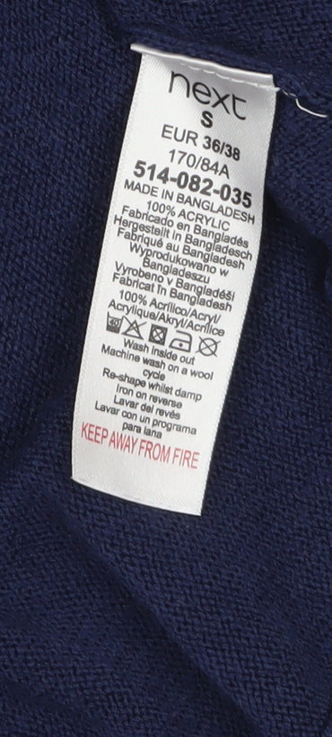 Next Women’s Blue Beaded Crew Neck Acrylic Jumper Size S