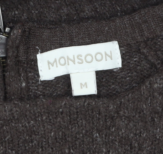 Monsoon Women’s Brown Wool Alpaca Tunic Jumper Medium 3/4 Sleeve