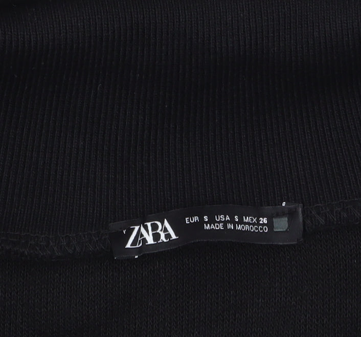 Zara Womens Black Collared Henley Knit Jumper Size S
