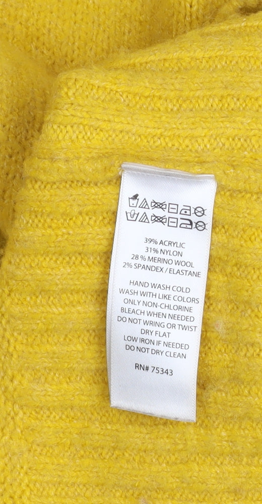 Rachel Zoe Women Yellow Roll Neck Wool Blend Jumper Size M