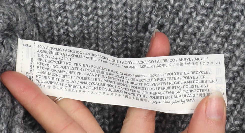 Mango Women’s Grey Roll Neck Chunky Knit Pullover Jumper Size S