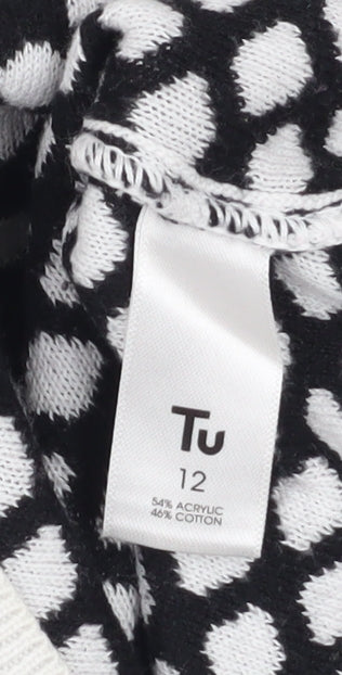 Tu Women's Black & White Geometric Knit Jumper Size 12