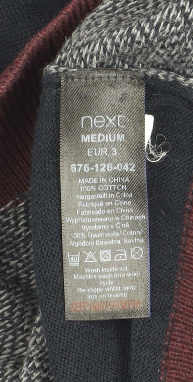 Next Men’s Blue Geometric Cotton Crew Neck Jumper Medium