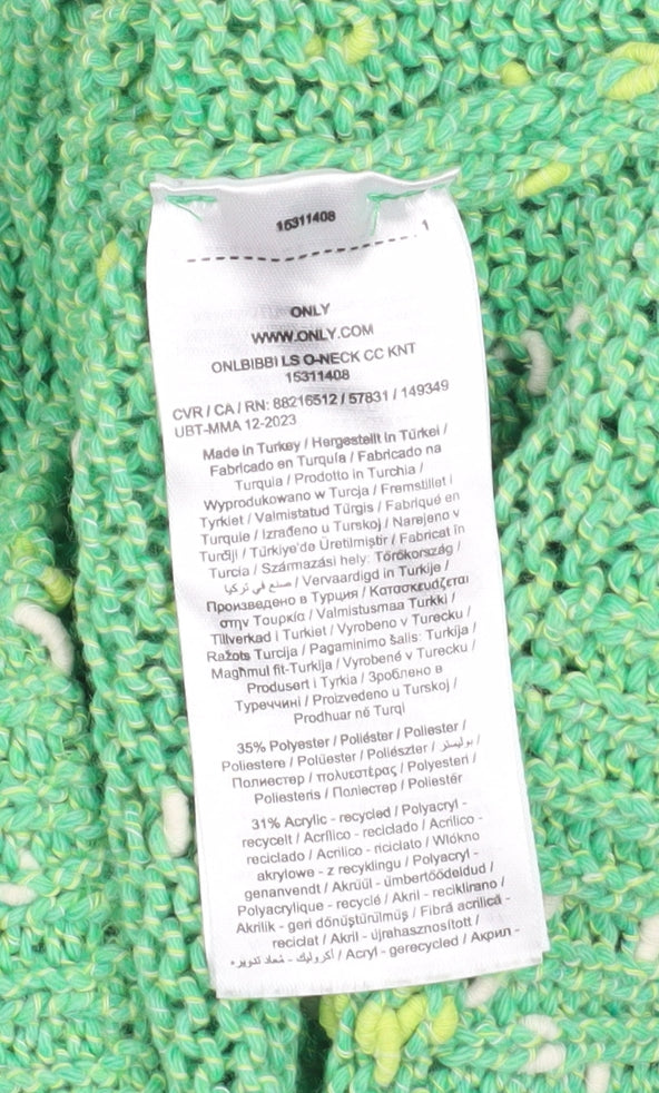 ONLY Womens Green Chunky Knit Crew Neck Jumper Size S