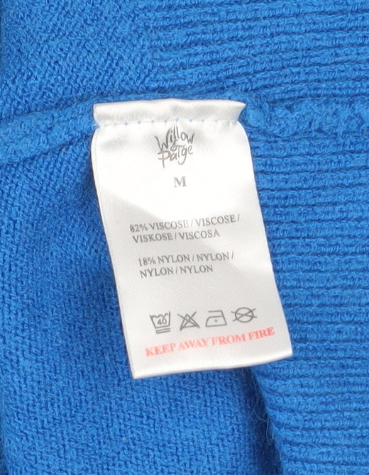 Willow & Paige Women’s Blue Ruffle Crew Neck Pullover Jumper Size M