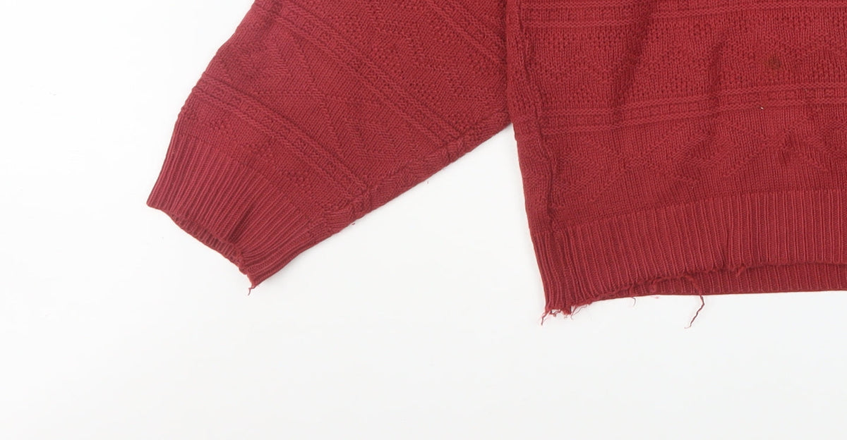 Marks & Spencer Men’s Red Knit Acrylic Jumper S Crew Neck Vintage