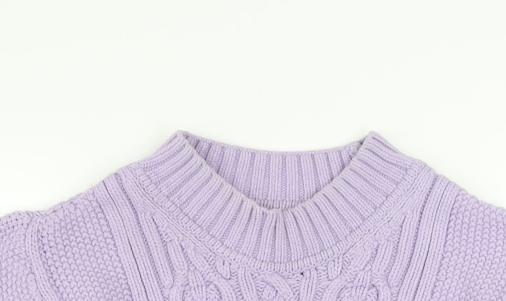 Marks & Spencer Women’s Purple Cable Knit Mock Neck Jumper Size 18