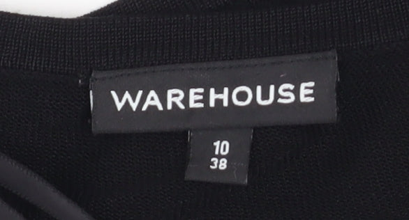 Warehouse Women's Black V-Neck Shrug Size 10 Classic Knit