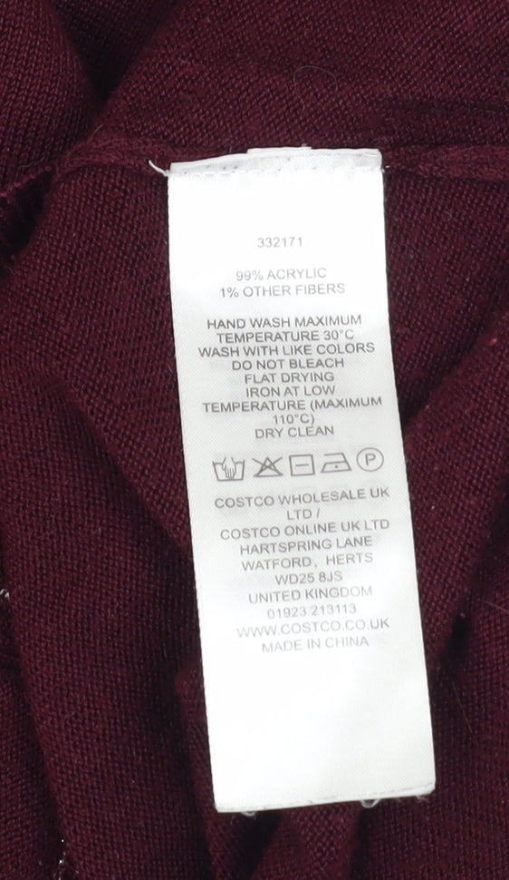 DKNY Jeans Womens Red Star Pattern V-Neck Relaxed Knit Jumper Size L