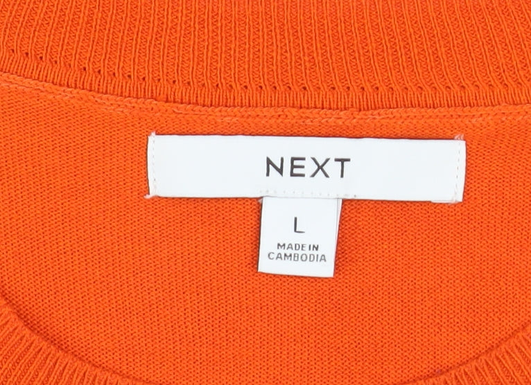 Next Women’s Orange Crew Neck Pullover Jumper L Long Sleeve Knit