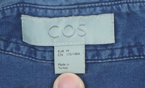 COS Men's Blue Lyocell Long Sleeve Regular Fit Button-Up Shirt Size M
