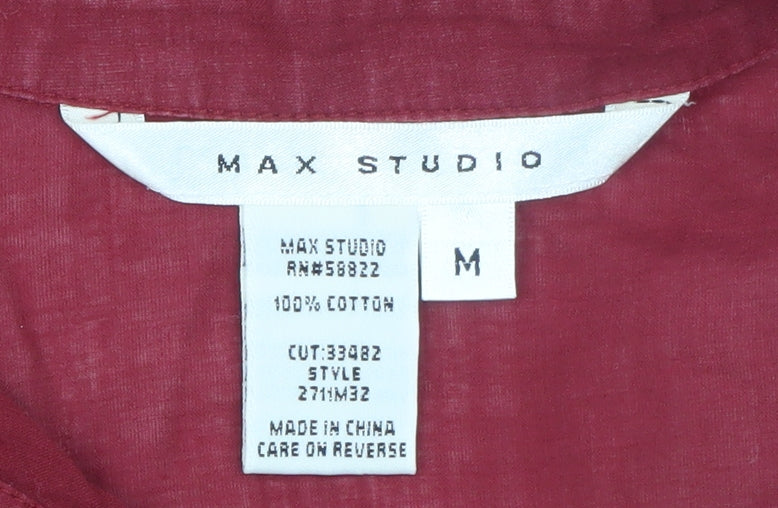 Max Studio Women's Red Cotton Button-Up Shirt Size M