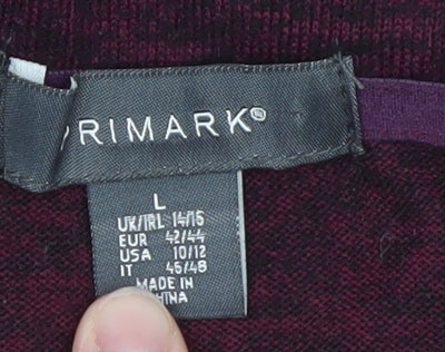 Primark Women's Purple Beaded Neck Long Sleeve Knit Blouse Size L