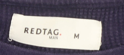 REDTAG Men Blue Montana Graphic Waffle-Knit Pullover Jumper M