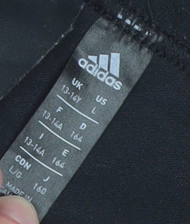 Adidas Girls Black 13-14 Years Ankle Leggings Stretch Cotton Blend