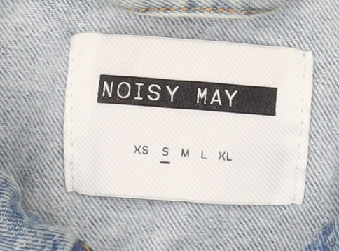 Noisy May Women's Blue Denim Cropped Jacket Size M Classic Style