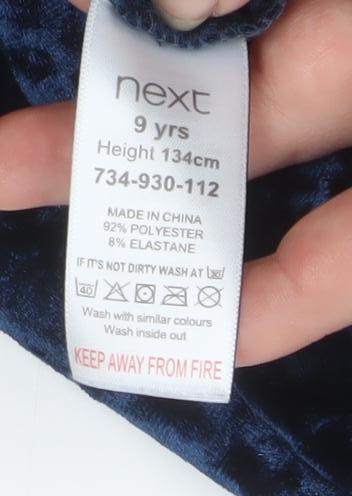 Next Girls Blue Velvet Sequin Collar Shift Party Dress 9 Years