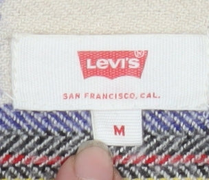 Levi's Men's Beige Check Flannel Button-Up Shirt Size M