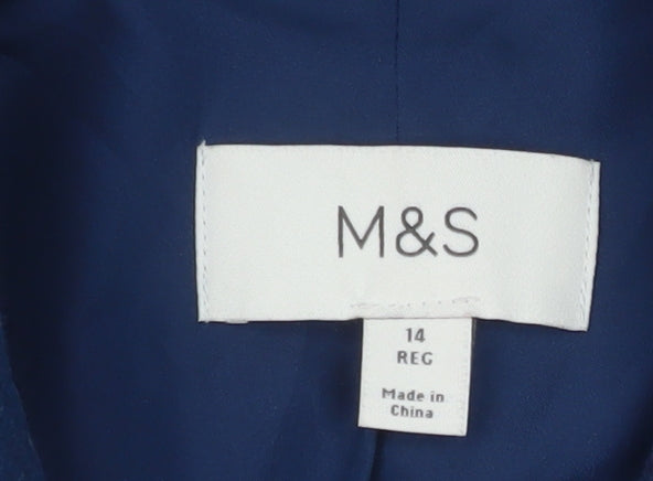 Marks and Spencer Womens Blue Wool Overcoat Size 14 Regular