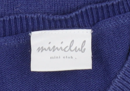 Mini Club Blue Cotton Knit Girls Cardigan 9-12 Months Button Up