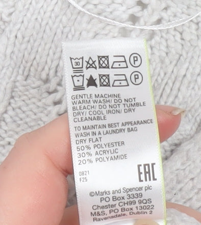 Marks & Spencer Womens Grey Cable Knit Button Cardigan M