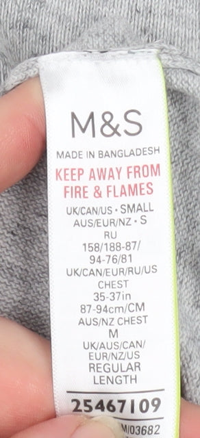 Marks and Spencer Women Grey Christmas Jumper Size S Cotton Knit