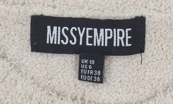 Missy Empire Womens Beige Pullover Sweater UK 10 Long Sleeve Soft Knit