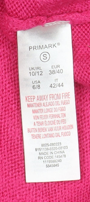 Primark Women’s Pink Crew Neck Long Sleeve Pullover Jumper Size 10/12