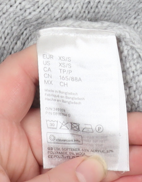 H&M L.O.G.G. Mens Grey Hooded Knit Pullover Jumper XS