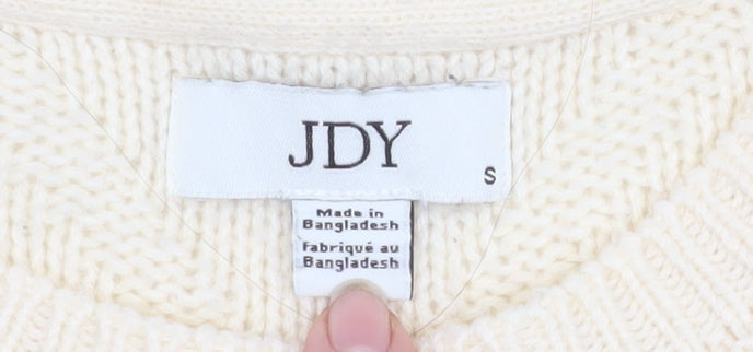 JDY Women’s Ivory Knit Puff Sleeve Pullover Jumper Size S