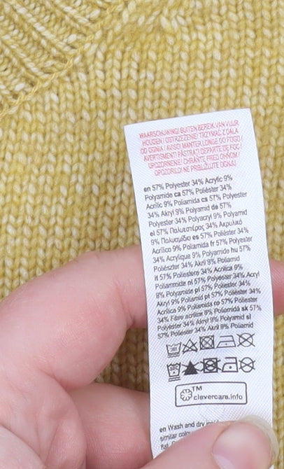 Primark Womens Yellow Crew Neck Button Detail Knit Jumper XS