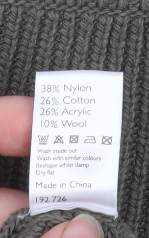 AND/OR Womens Green Puff Sleeve Ribbed Knit Jumper Size 10