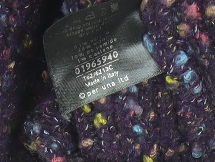 Marks and Spencer Per Una Women Purple Multicoloured XL Fringe Wool Jumper