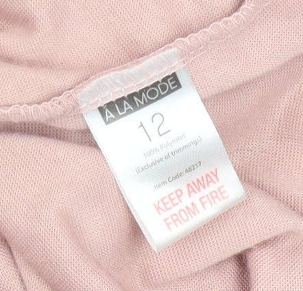 A La Mode Women's Pink Velour Star Pyjama Top Size 12