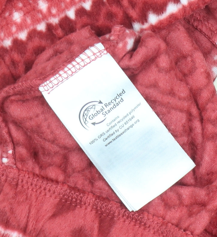 ESMARA Women Red Fair Isle Fleece Pyjama Pants Size 14 Winter