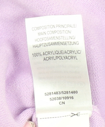 Damart Women's Purple Beaded Mock Neck Knit Jumper Size M