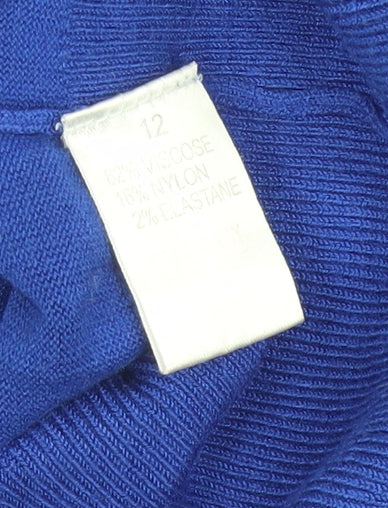Select Women's Blue V-Neck 3/4 Sleeve Pullover Jumper Size 12