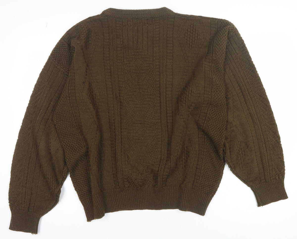 Expression International Men's Brown L Cable-Knit Acrylic Jumper