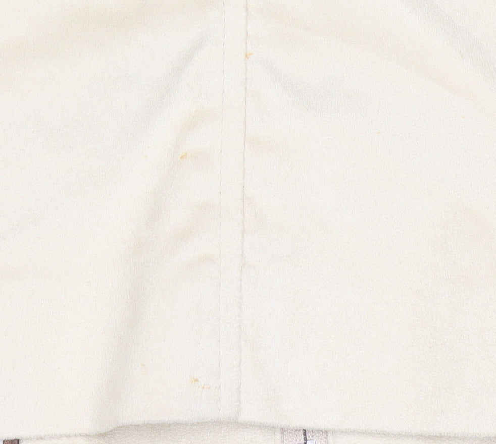 Klass Women Beige Faux Suede Short Zip Jacket Size 14