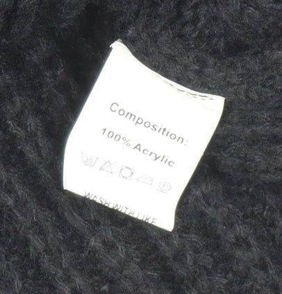ROMWE Women's Black Chunky Knit Button Cardigan Size 12