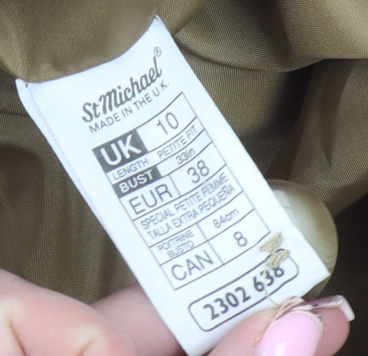Marks & Spencer St Michael Women's Beige Wool Pea Coat UK 10 Petite Fit